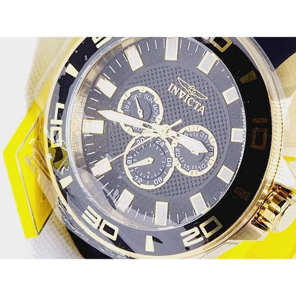 Invicta Pro Diver Men 50mm Stainless Steel Gold Black Chronograph Quartz Watch - Picture 13 of 16